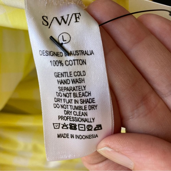 S/W/F Yellow Gingham Check Golden Path Babydoll Style Dress, NWT Sz L - Picture 14 of 16